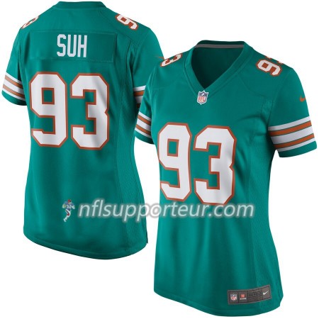 Maillot Femme Miami Dolphins Ndamukong Suh 93 Nike Aqua 